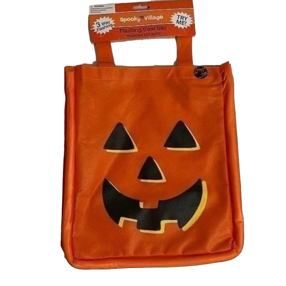 SPOOKY VILLAGE LED TREAT BAG- HALLOWEEN - BLINKING LIGHTS - NEW